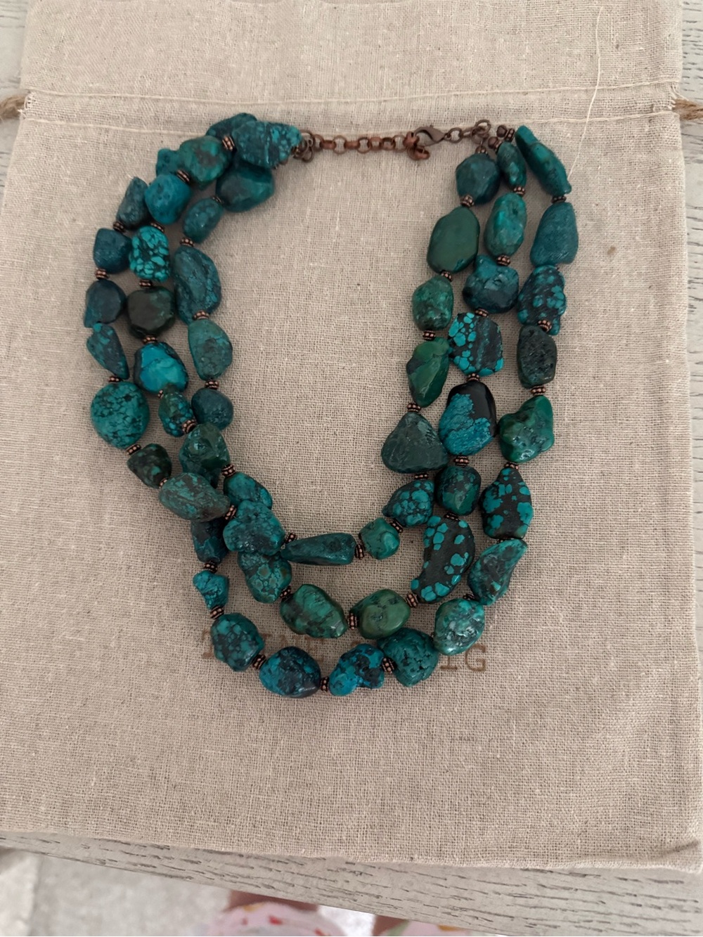 Twine & Twig Multi-Strand Turquoise Stone Statement Necklace | Boho Artisan